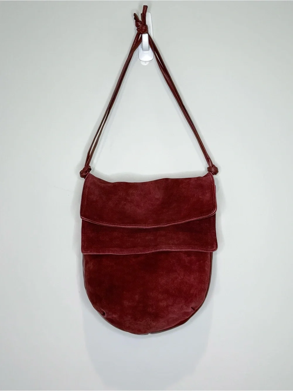 Vintage Bottega Veneta maroon suede and leather shoulder bag
